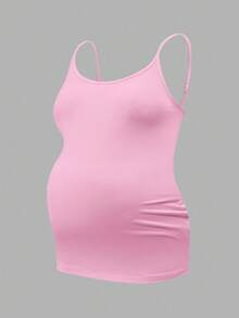Modmama Camiseta de tirantes de maternidad de unicolor, minimalista y de alta elasticidad para uso diario - Multicolor - Ver 8