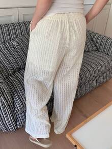 Dazy Plus 大码女士舒适宽松口袋睡裤夏季 - 米色 - 查看 7