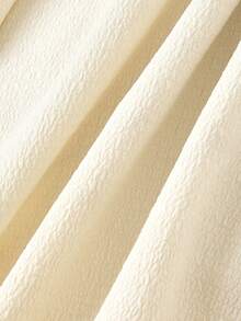 SHEIN MOD Đầm dài dáng rộng thoải mái cho nữ cỡ lớn, kiểu dáng đi nghỉ mát, tay phồng, nhún bèo ở ngực và thắt eo, chân váy xòe, thích hợp cho mùa hè. - Màu be - Xem 6