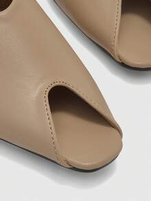 CUCCOO BIZCHIC Apricot Closed Toe Chunky Heel Mules, Simple & Versatile Work Commute Shoes Summer Shoes - Apricot - View 8