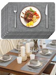 6/4-Piece Leather Placemats - Waterproof - Easy To Clean - Heat Resistant - Non-Slip Placemats Suitable For Indoor And Outdoor Use - Multicolor - View 6