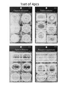 一套4张迷人复古风格胶片切割手账贴纸，防水PET材质贴纸，手账专用贴纸 - 復古 - 查看 6