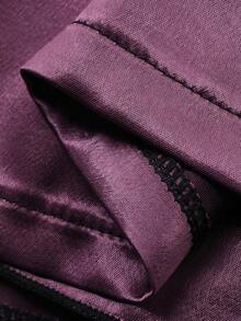 DAZY 2pcs Women Lace Patchwork Sleeveless Slip Dress & Loose Long Sleeve Robe Pajama Set - Purple - View 7