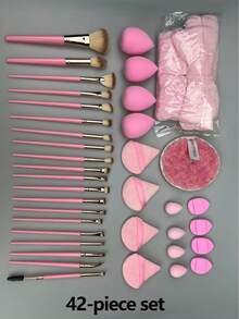 42pcs Makeup Brush Set, Includes Eye Shadow Brush, Eyebrow Brush, Foundation Brush, Powder Brush, Blush Brush, Concealer Brush And Highlighter Brush, Made Of Ultra Soft Synthetic Hair, Suitable For Daily Facial Makeup. Makeup Brush Set, Makeup Brush Set, Makeup Brush Set, Complete Makeup Tools, Makeup Brush Set, Complete Makeup Tools, Makeup Brush Set, Makeup Brush Set, Makeup Gift Set - Pink - View 11