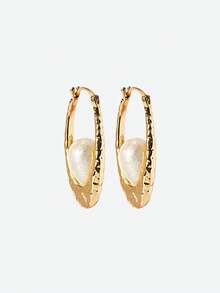 Opalesca Women Hoop Earrings,Outfits,Old Money,Beaded,Wedding/Bridal Accessories,Fairycore/Fairy,Pearl,For Mom/Women/Girl/Mother,Elegant,Premium,Classy,Crystalsbeaded,Wedding/Bridal Accessories,Fairycore/Fairy,Pearl,For Mom/Women/Girl/Mother,Elegant,Premium,Flower,Crystals,Gold,Easter,Travel/Beach/Vocation,Boho - Yellow Gold - View 2