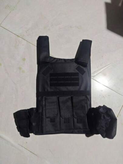 1Parts Mini Model Multifunctional Outdoor Training Vest - Molle System, Adjustable And Can Be Used For CS Gaming, Hiking And Fishing, Polyester, All Season Clothing Vest Men Multifunctional Lightweight Training Vest Black Outdoor CS Field Equipment Tactical Vest Outdoor Camping Vest