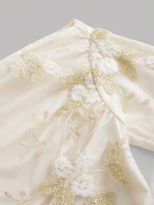 SHEIN Tween Girls' Casual Oblique Shoulder Long Sleeve Top - White - View 4