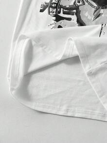 3 件套男童可爱熊印花 T 恤、带口袋工装短裤和迷你斜挎包，春夏 - 黑色 - 查看 5