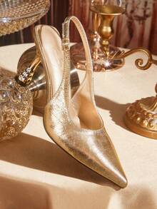 CUCCOO TILAWA 女鞋尖头高跟酒杯香槟简约露跟女鞋时尚华丽派对宴会性感女式高跟鞋 - 香檳色 - 查看 3