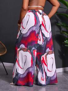 Slaydiva Pantalones holgados de talla grande con estampado de patrones coloridos para primavera/verano y vacaciones - A - Multicolor - Ver 3