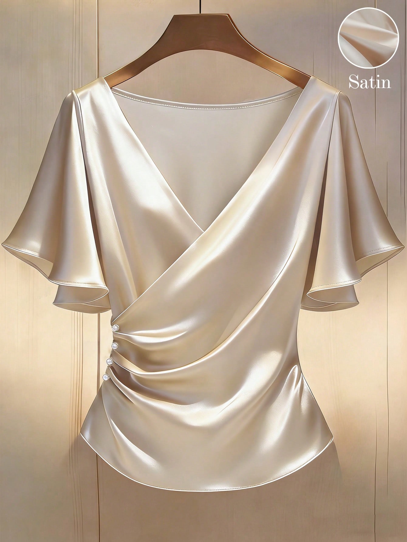 Franclia بلوزة أنيقة، بلوزة من الساتان، بلوزة بأكم...