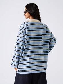 LYSMO Women's Casual Striped Raglan Long Sleeve T-Shirt - Multicolor - View 2