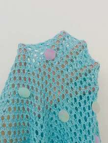 Swim SXY 亮片优雅精致露背连衣裙，性感镂空修身沙滩罩衫（女士款） - 藍色 - 查看 6