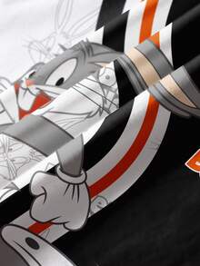 LOONEY TUNES X SHEIN 男童卡通图案撞色圆领短袖T恤 - 白色 - 查看 6