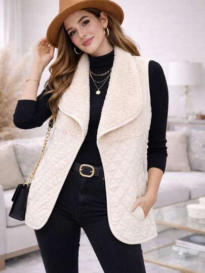 Chaleco Ligero Delgado Capitonado Calientito Con Tela Polar de uso diario casual de moda para dama mujer aborregado