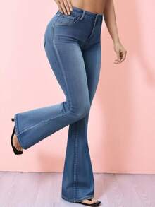 YOKASA Jeans tipo boyfriend de talle alto roto.Pantalones De Mezclilla Holgados Para Mujer Desgastados - Azul - Ver 3