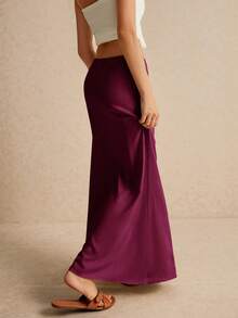 Poéselle Women's Skirt, Floor Length Maxi Skirt, Tie At Waist, Cute Skirt, Low Waist Skirt Long Summer Skirt Women S Maxi Skirt Maroon Skirt Burgundy Skirt - Red Violet - View 5