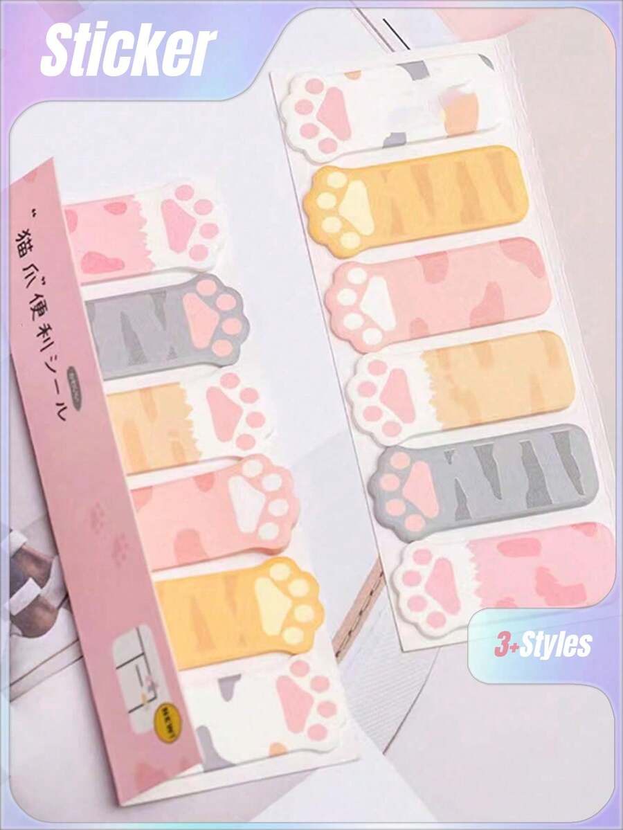 1 tờ (Tổng cộng 120 tờ) Giấy nhớ hình bàn chân mèo. Nhãn dán tiện lợi hình mèo hoạt hình dễ thương, Nhãn dán ghi chú đánh dấu mục đọc, Nhãn dán ghi nhớ công việc, Nhãn dán tin nhắn ghi nhớ trong văn phòng và học tập. - Nhiều màu - Xem 1