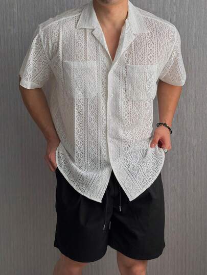 DAZY Men's Short Sleeve Shirt And Shorts Set, Multi-Color, Summer