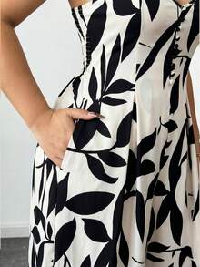 Mono elegante con estampado floral y tirantes ajustables para mujer talla, elegante y con estilo para principios de primavera - Azul - Ver 8