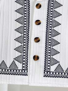 SHEIN Playful Pals Baby Boy Geometric Pattern Patchwork Collar Short Sleeve Shirt And Shorts Set Black And White Baby Boy Outfit Baby Matching Set Summer Baby Boy Clothes Summer 2 Piece Set Baby Boys Outfit Baby Boy Shirt And Short Set - Beige - View 3