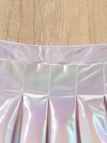 Elladie kids Young Girls' Pleated A-Line Mini Skirt, Fashionable School Style For Summer - White - View 4