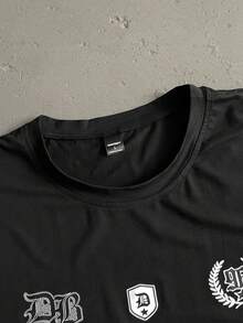 StoneGrade 男士休闲简约印花圆领短袖T恤 - 黑色 - 查看 6