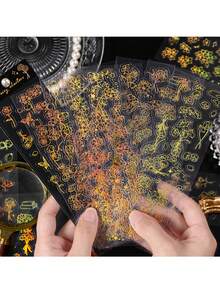 1pc Botanical Collection Waterproof PET Die-Cut Journal Stickers | Holographic Gold Foil Scrapbook Supplies - one size fits all - View 4