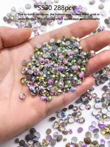 1440 piezas de cristales de imitación de vidrio redondos y planos con parte inferior dorada para accesorios y ropa DIY - Multicolor - Ver 20