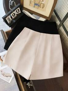 Franclia Women's Fashionable Casual Commuting Pants With High-Waisted Slit Design, Perfect For All Seasons. - Khaki - View 2