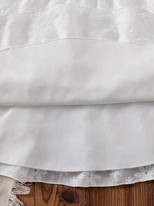 SHEIN Vintaside Kids 女童蕾丝边蝴蝶结吊带度假连衣裙，白色 - 白色 - 查看 6