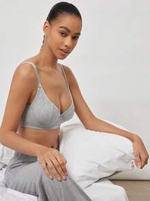 Ocili 1pc Gray Leisure Underwire Lightly Padded Lift & Enhance Bra For Women - Grey - View 3