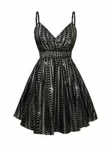 Rometta Robe d'été sans manches avec taille cintrée, grande taille - Noir - Voir 4