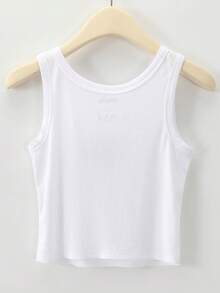 Resyla Women's Black Heart Embroidery Crew Neck Camisole - White - View 2