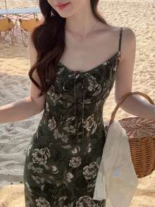 DAZY Women's Casual Vacation All-Over Print Sleeveless Dress - Green - View 2