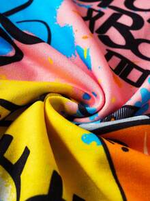 SpongeBob SquarePants | SHEIN Tween Boy Casual Cartoon Pattern Hooded Loose Fit Knit Sweatshirt - Yellow - View 5