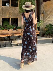 DAZY Lange Kleider für Frauen, Kreuzfahrt-Outfit für Frauen, Sommerkleid, Boho-Urlaubsoutfit für Frauen - Braun - Übersicht 5