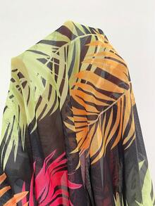 Breezaya Women's Contrast Color Print Vacation Style Cover-Up - Hot Pink - View 6