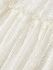 SHEIN MOD Women's Apricot Lace Ruffle Hem Casual Skirt,Tea Party,Lace Maxi Skirt,Cream Skirt,Lace Skirts For Women,Going Out, Spring/Summer Outfits,Elegant,Tea Party Skirt, Carnival Costume,Boho,Beach - Apricot - View 4