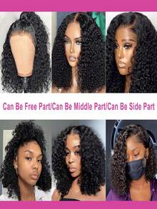 200% Density Curled Lace Wig 13x6 Lace Wig 300% Human Hair Mixed Wig Curled Native Hair Mixed High Temperature Silk Lace Wig Curled Water Wave Lace Wig - Natural & Black - View 7