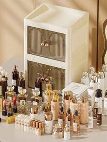 1pc Cosmetics Storage Box Household Luxury Desktop Dresser Skin Care Product Storage Box Facial Mask Dust Proof Drawer Sorting Cabinet Storage Rack - Multicolor - View 4