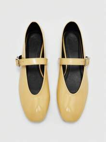 CUCCOO BIZCHIC Women's Fashion Commuter Versatile Casual Mary Jane Flat Shoes For Christmas Spring Shoes - Light yellow - View 2