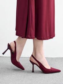 CUCCOO BIZCHIC Women's Pointed Toe Fashion High Heel Pumps Spring Shoes Spring Break Easter - Burgundy - View 3
