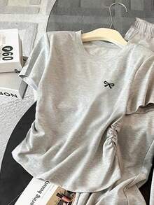 Resyla Women's Spring/Summer New Arrival Bow Print Casual 2 Pieces Set - Grey - View 4