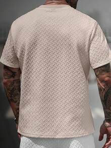 Manfinity Homme Áo thun nam tay ngắn cổ bẻ dệt jacquard mùa hè, món quà tuyệt vời cho bạn trai hoặc chồng, rất phù hợp để mặc hàng ngày vào mùa hè, thích hợp cho kỳ nghỉ biển, một món đồ thời trang và đa năng. - Màu Khaki - Xem 2
