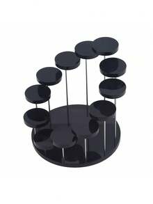 12pcs Round Acrylic Clear Stair Display Stand 4/7/12 Steps For Collectibles, Blind Box Toys, Desserts Or Cakes,Kitchen,Christmas Gift - Black - View 3