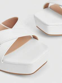 CUCCOO LuxiPop 女士厚底凉鞋，防水平台优雅交叉绑带高跟鞋 - 白色 - 查看 4