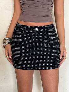 Aloruh Women's Fashion Street Style Rhinestone Embellished Mini Denim Skirt,Summer,Valentine's Day,Sequin Skirt ,Party  Skirt,Sparkly Skirt,Black Skirt,Carnival, Diamante Embellished Denim Mini Skirt Glam Party Club Festival Autumn Fall Winter Strapless Rhinestone Crystal Fitted Mini Skirt Design,Women's Low Rise Black Denim Mini Skirt Rhinestone Bodycon Y2K Music Festival Party Outfit,Low Rise Denim Skirt,Rhinestone Denim Skirt,Spicy Sweet Mini Skirt,Sparkly Mini Skirt,Club Mini Skirt,Sexy Denim Skirt,Party Outfit,Summer Party Outfit,Date Night Outfit Skirt,Weekend Party Outfit,Wedding After Party Outfit - Black - View 6