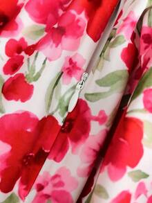 Franclia 女士夏季泡泡袖T恤和碎花半裙套装，法式复古休闲度假风高腰碎花迷你裙套装 - 白色 - 查看 3