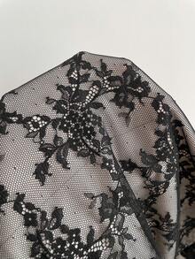 Attitoon Áo camisole thời trang nữ cổ chữ V ren hoa - màu đen - Xem 4